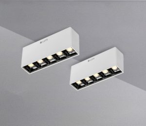 Surface linear spotlights are installed on the ceiling
