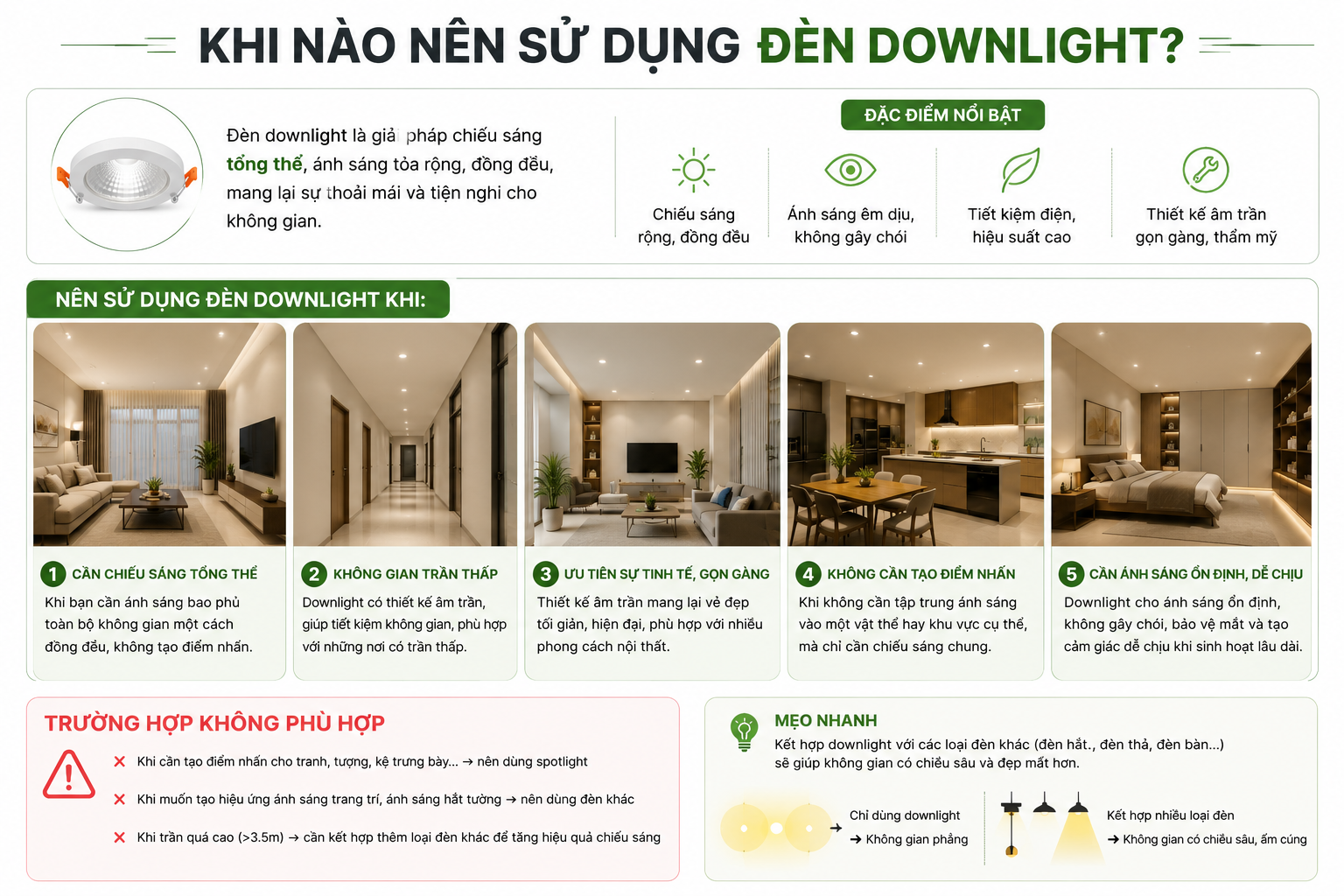 Khi nào nên sử dụng đèn Downlight